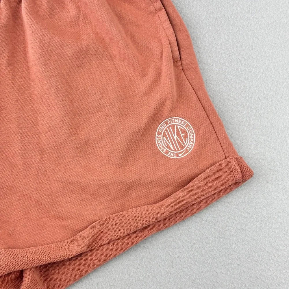 Nike‎ Athletic Shorts Women L Terracotta Orange Gym Baggy Loose High Rise